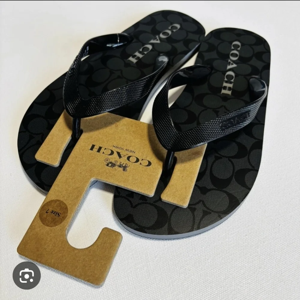 Coach Black Logo Flip Flop Sandals - Picture 8 of 8